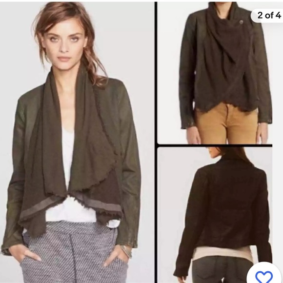 Free People Drape Collapsing Twill Moto Jacket In Olive Green size S - Picture 4 of 16